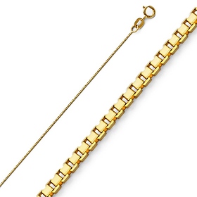 0.5mm 14K Yellow Gold Solid Box Link Chain Necklace 16-22in