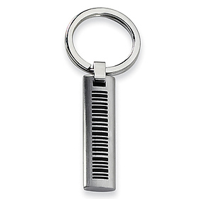 Stainless Steel Black Accent Brushed Key Ring