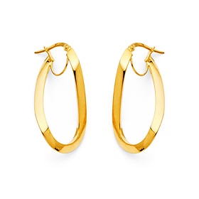 Oval Twist Medium Hoop Earrings - 14K Yellow Gold