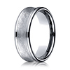 7.5mm 14K White Gold Swirled Brushed Concave Wedding Band by Benchmark Rings