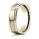 7mm Satin Center Rimmed Euro Shank Wedding Band by Benchmark Rings in 14K Yellow Gold thumb 0