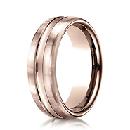 7.5mm Concave Slim Center Satin Benchmark Wedding Band in 14K Rose Gold