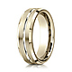 6mm Polished Striped Beveled Benchmark Wedding Band in 14K Yellow Gold thumb 0