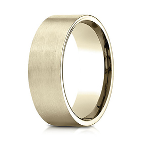 8mm Satin Finish Flat Wedding Band by Benchmark Rings in 14K Yellow Gold