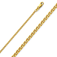 2mm Solid 14K Yellow Gold Flat Open Spiga Wheat Chain Necklace 16-24inch