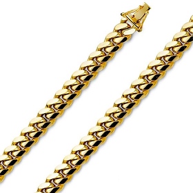 7mm 18K Yellow Gold Solid Men's Miami Cuban Link Chain Necklace 22-30in