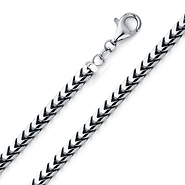 5mm 14K White Gold Solid Men's Square Franco Chain Necklace 20-30in