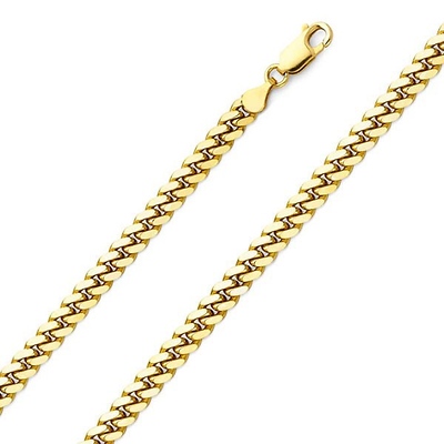 4mm 18K Yellow Gold Solid Men's Miami Cuban Link Chain Necklace 20-30in
