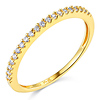 1.5mm 20 Half Eternity Round-Cut CZ Wedding Band in 14K Yellow Gold