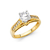 1-CT Round-Cut 4-Prong & Pave CZ Engagement Ring in 14K Yellow Gold