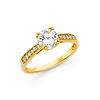 1-CT Basket Cathedral Round-Cut & Pave CZ Engagement Ring in 14K Yellow Gold