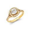 Halo 1.25CT Cushion-Cut Split Shank & Scalloped Sides CZ Wedding Ring in 14K Yellow Gold