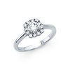 Round Halo Double-Prong Cathedral CZ Wedding Ring in 14K White Gold