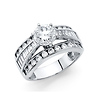 1.25-CT 6-Prong Round-Cut & 3-Row Side CZ Engagement Ring in 14K White Gold