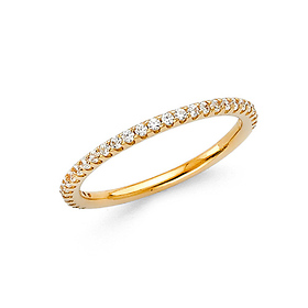 2mm Round-Cut Cubic Zirconia CZ Wedding Band in 14K Yellow Gold