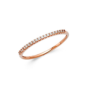 18-Stone Round-Cut CZ Wedding Band in 14K Rose Gold