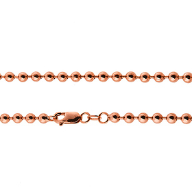 3mm Solid 14K Rose Gold Solid Ball Bead Chain Necklace 20-30in