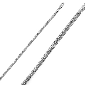2mm Solid 14K White Gold Solid Diamond-Cut Box Chain Necklace 18-30in