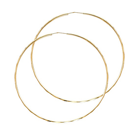 Faceted Endless Large Hoop Earrings - 14K Yellow Gold 1.5mm x 2.1 inch