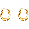 Small 14K Yellow Gold Crescent Ribbed Hoop Earrings