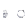 14K White Gold 3-Row Clear CZ Huggie Earrings 5mm x 14mm