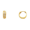 14K Yellow Gold Dome Pave CZ Huggie Earrings 5mm x 13mm