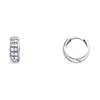 14K White Gold Dome Pave CZ Huggie Earrings 5mm x 13mm
