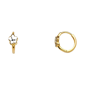 14K Two-Tone Gold Star Huggie Earrings