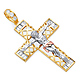 Extra Large Open Weave CZ Extra Large Crucifix Pendant in 14K TriGold thumb 0