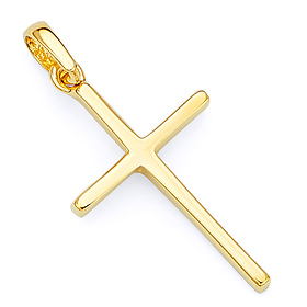 Small Squared Cross Pendant in 14K Yellow Gold - Classic