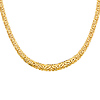 14k Yellow Gold 10mm Graduated Oval Hollow Byzantine Style Necklace - 18'