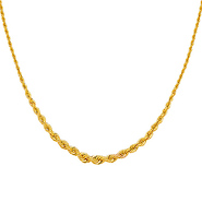 14K Yellow Gold 6mm Graduated Hollow Rope Chain Necklace - 18'