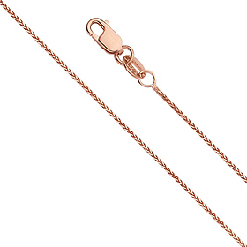 0.9mm Solid 14K Rose Gold Diamond-Cut Round Wheat Chain Necklace 16-24in