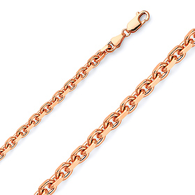 4mm 14K Rose Gold Solid Fancy Rectangle Link Cable Chain Necklace 20-30in