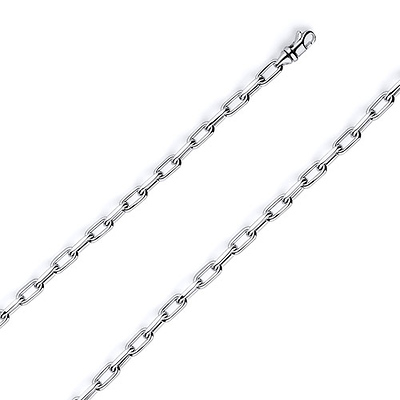4mm 14K White Gold Solid Hollow Paper Clip Link Chain Necklace 16-30in