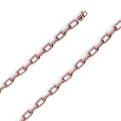 5mm 14K Rose Gold Solid Hollow Paper Clip Link Chain Necklace 16-30in