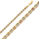 3.1mm 14K Tricolor Gold Solid Round Star Diamond-Cut Valentino Chain Bracelet 7in thumb 0