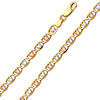 4.2mm 14K Tricolor Gold Solid Heart Star Diamond-Cut Valentino Chain Bracelet 7.5in