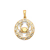 Greek Key Circle Zodiac Pendant in 14K Yellow Gold - Cancer