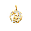 Greek Key Circle Zodiac Pendant in 14K Yellow Gold - Capricorn