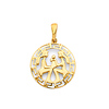 Greek Key Circle Zodiac Pendant in 14K Yellow Gold - Gemini