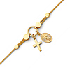 Dangling Cross & Our Lady of Guadalupe Medal Charm Bracelet in 14K Yellow Gold
