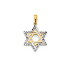 Diamond-Cut Yellow Gold Center Star of David Pendant in 14K Two-Tone Gold Solid