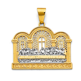 Artisanal Last Supper Pendant in 14K Two-Tone Gold Solid