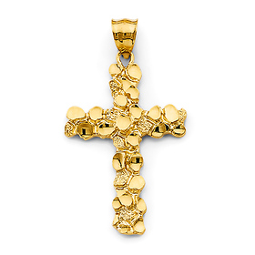 Medium Nugget Latin Cross in 14K Yellow Gold