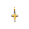 Diamond-Cut White Ends Cross Pendant in 14K Two-Tone Gold Solid - Mini