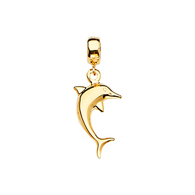 Dolphin Pendant in 14K Yellow Gold - Petite