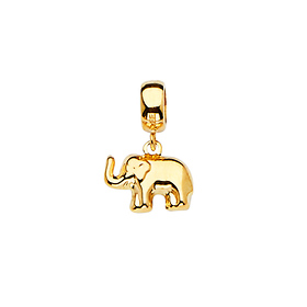 Mini Elephant Charm Pendant in 14K Yellow Gold