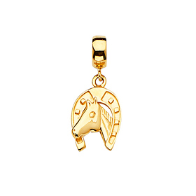 Horseshoe & Horse Pendant in 14K Yellow Gold - Mini