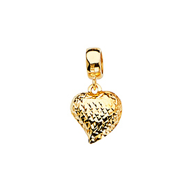Mini Diamond-Cut Heart Pendant in 14K Yellow Gold